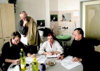 Bara Stepanova, Stan Matejovsky, Pavel Cmiral and director Adamec preparing November issue of Barymetr